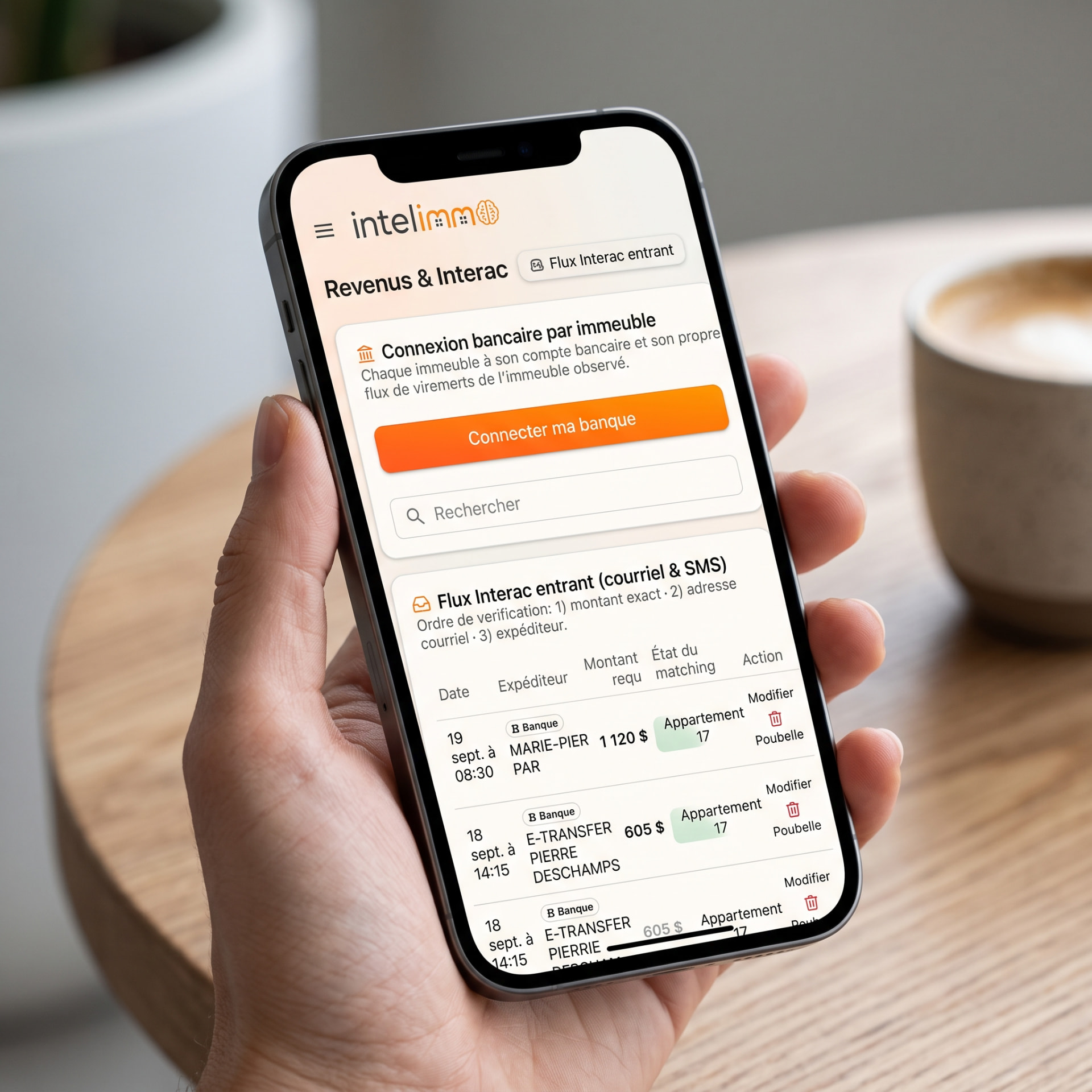 Suivi des loyers et paiements bancaires Intelimmo sur téléphone